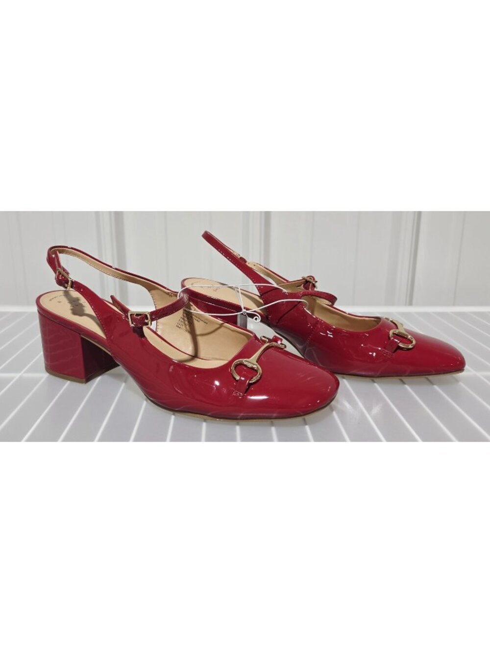 A New Day Lucky Red Faux Leather Square Toe Mary Jane Heels -- Women's Size 10